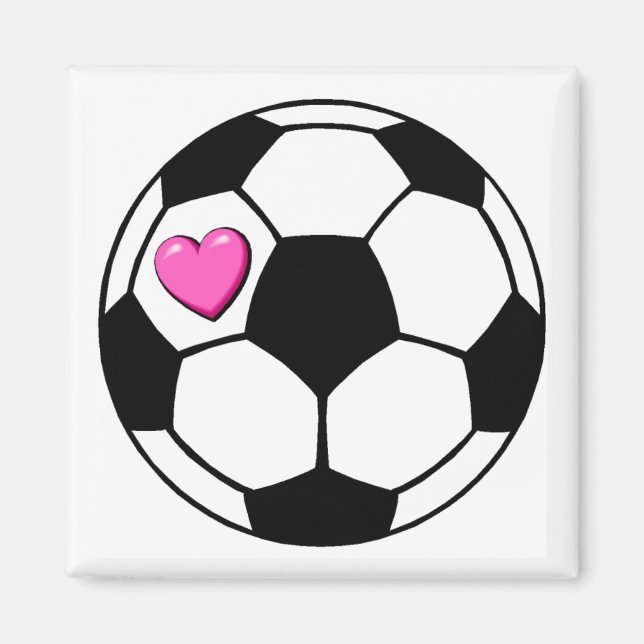 Soccer Ball Rosa Hrt Magnet (Framsidan)