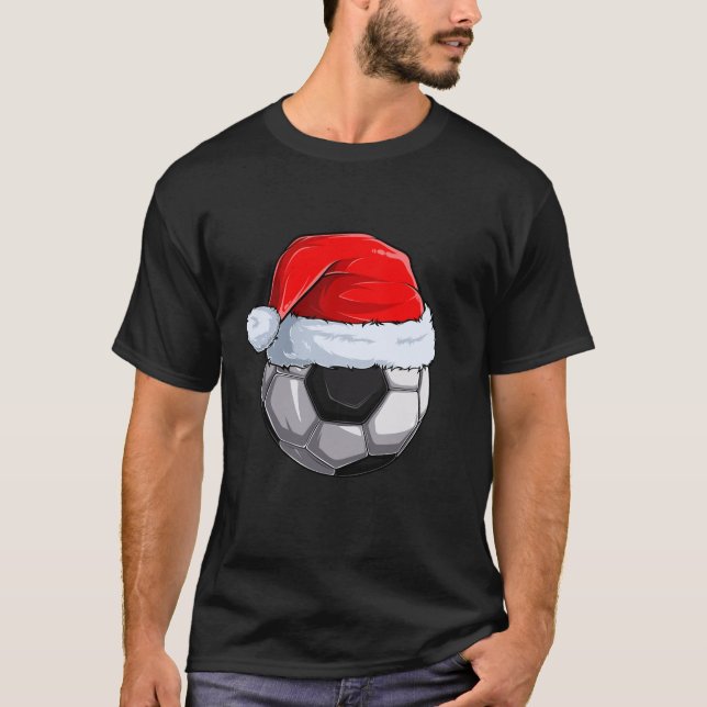 Soccer Ball Santa Hat jul Pajama Coola Sport T Shirt (Framsida)