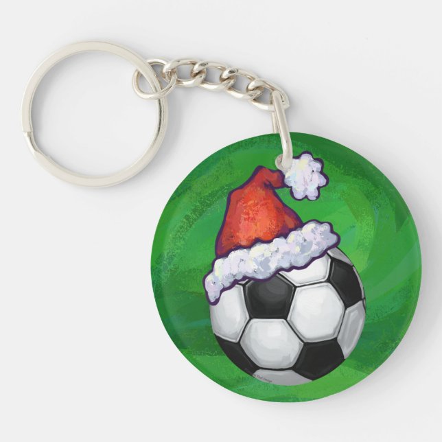 Soccer Ball Santa Hat på Grönt (Framsidan)