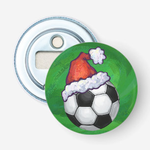 Soccer Ball Santa Hat på Grönt Flasköppnare