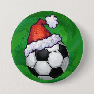 Soccer Ball Santa Hat på Grönt Knapp