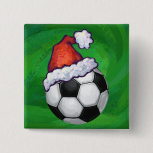 Soccer Ball Santa Hat på Grönt Knapp
