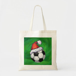 Soccer Ball Santa Hat på Grönt Tygkasse