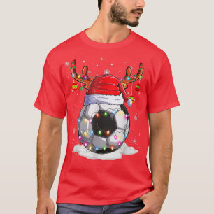 Soccer Ball Santa Hat Reindeer jul Ljus T Shirt