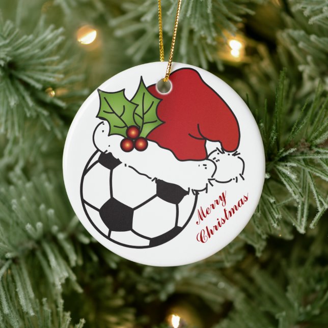 Soccer Ball Santa's Hat-jul Julgransprydnad Keramik (Träd)