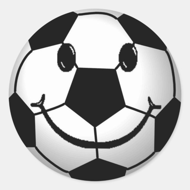 Soccer Ball Smiling Ansikte Runt Klistermärke (Framsida)