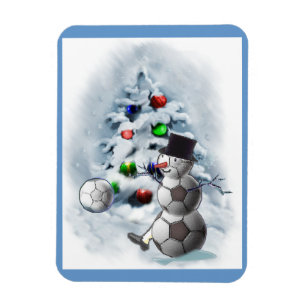 Soccer Ball Snögubbe jul Magnet