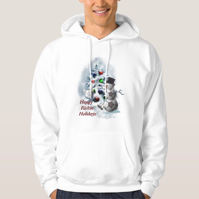 Soccer Ball Snögubbe jul Sweatshirt Med Luva (Framsida)