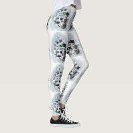 Soccer Ball Snögubbe julbalar Leggings