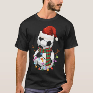 Soccer Ball Snögubbe Santa Hat-julen Helgdag T Shirt