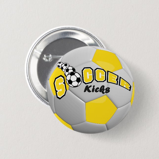 Soccer Ball Sport Kicks | GULT Knapp (Framsida & baksida)