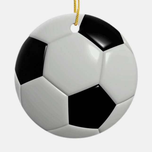 Soccer Ball | Svart Julgransprydnad Keramik (Framsidan)