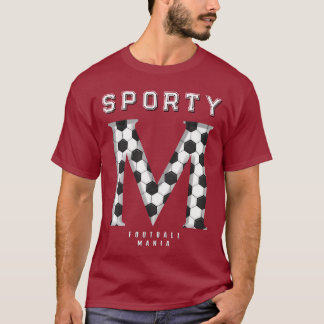 Soccer Ball Texture Initial Sporty Typography  T Shirt