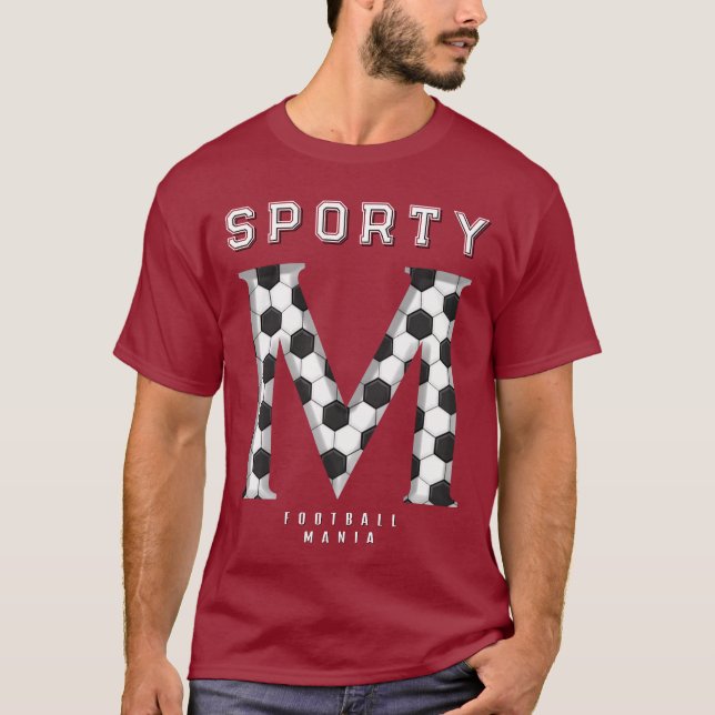 Soccer Ball Texture Initial Sporty Typography  T Shirt (Framsida)