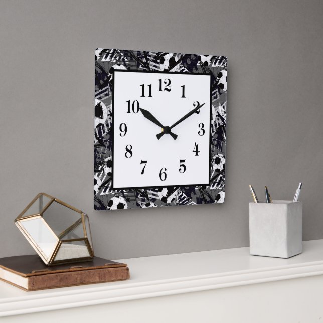 Soccer Ball Wall Clock Fyrkantig Klocka (Kontor)
