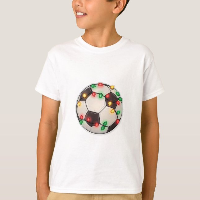 Soccer Ball with Christmas Lights T Shirt (Framsida)