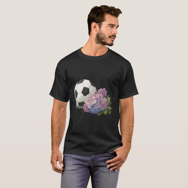 Soccer Ball with Hydrangea T Shirt (Hel framsida)