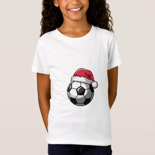 Soccer Ball with Santa Hat T Shirt (Framsida)