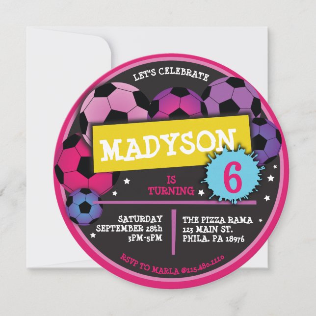 SOCCER BALLS Flick kalas-inbjudan Inbjudningar (Framsida)