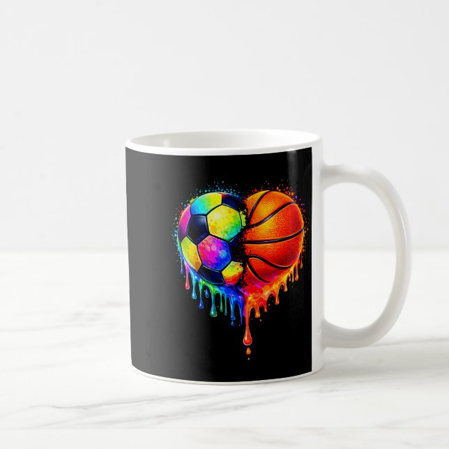 Soccer Basketball Drip Heart Srts Valentines Day M Kaffemugg (Höger)