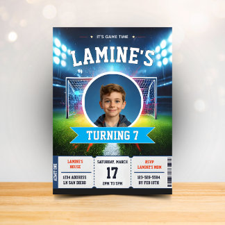 Soccer Birthday Football Party Photo Card Inbjudningar