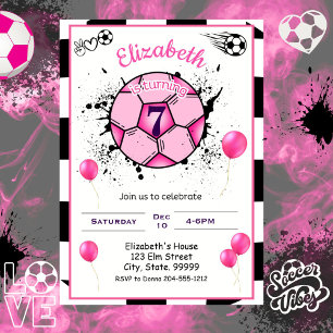 Soccer Birthday Girl-inbjudan Inbjudningar