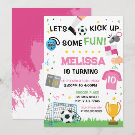 Soccer Birthday girl Invitation Inbjudningar