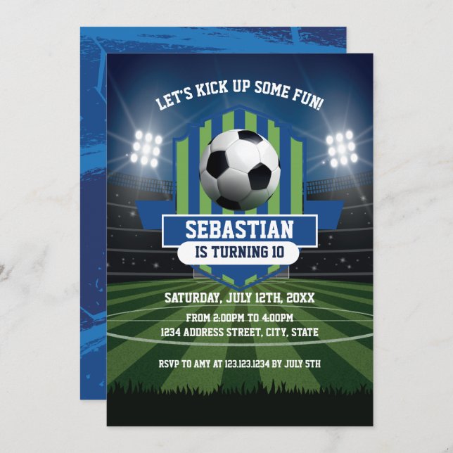 Soccer Birthday Invitation Inbjudningar (Fram/baksida)