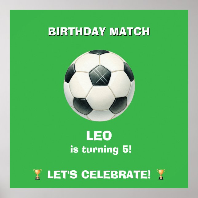 Soccer Birthday Match Poster - Editable Party Sign (Framsidan)