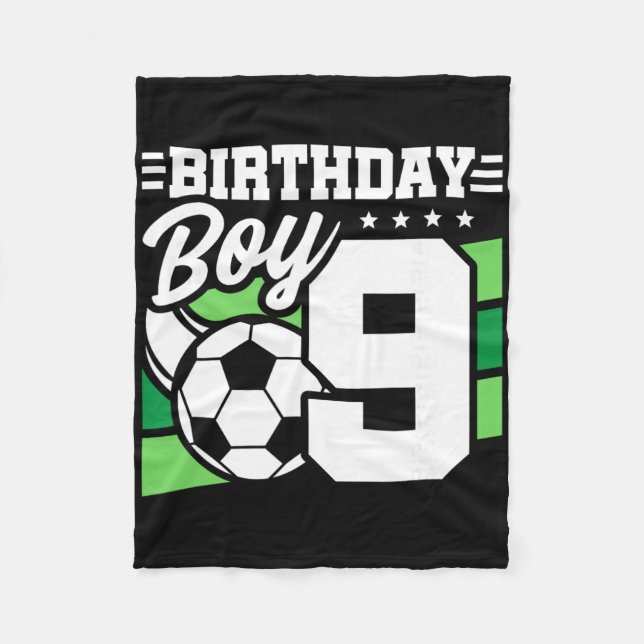 Soccer Birthday Party - 9 Year Old Boy - 9th Birth Fleecefilt (Framsidan)