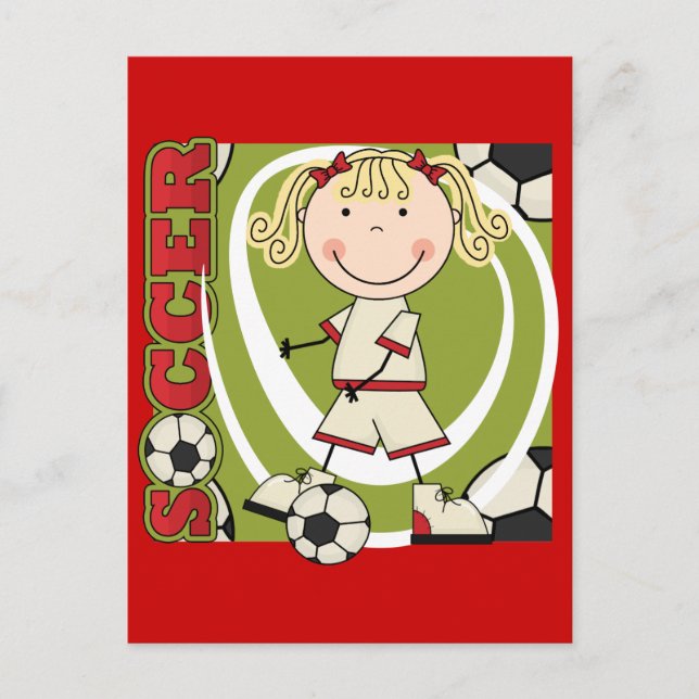 SOCCER - Blond Girl T-shirts and Gifts Vykort (Framsida)