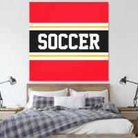 SOCCER Bold Bright Red Black White Gult Rand