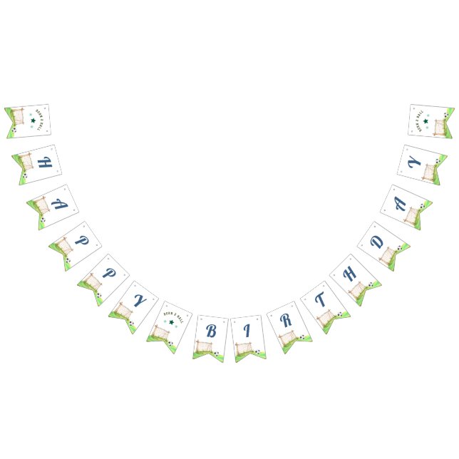 Soccer “Born Two Ball” 2nd Birthday Vimplar (Alla)