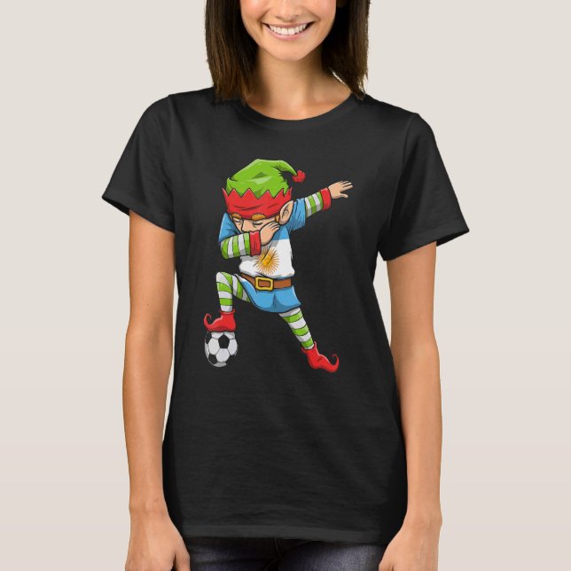 Soccer Boy Dabbing Elf Squad jul Argentina F T Shirt (Framsida)