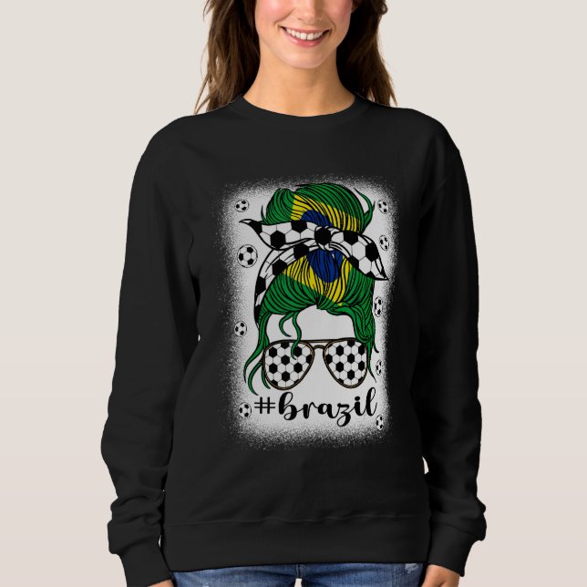 Soccer Brazil Football Fans Brazilian Girl Mom Mes T Shirt (Framsida)