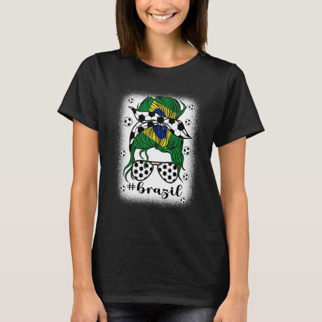 Soccer Brazil Football Fans Brazilian Girl Mom Mes T Shirt (Framsida)