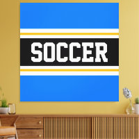 SOCCER Bright Blue Black White Gult Rand