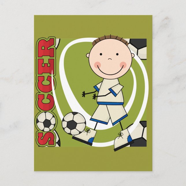 SOCCER - Brunette Boy Tshirts and Gifts Vykort (Framsida)