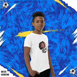 Soccer cartoon brunette man face in love t shirt