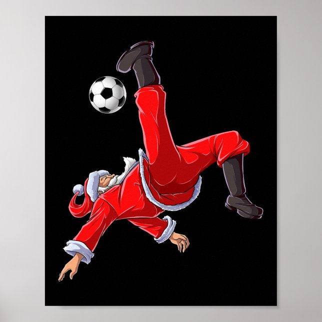 Soccer Christmas Santa Bicycle Kick Xmas Boys Men  Poster (Framsidan)