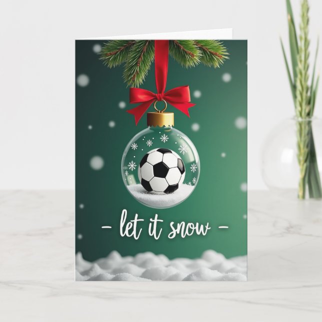 Soccer Christmas Snow Globe Kort (Framsida)