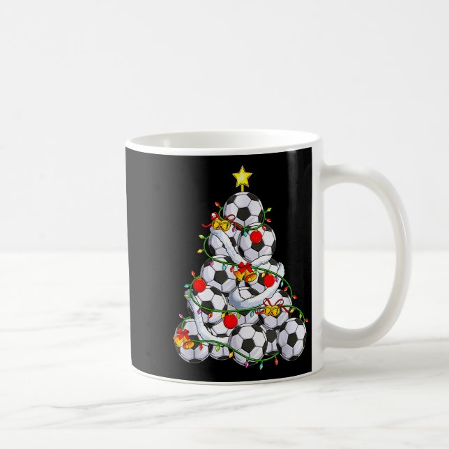 Soccer Christmas Tree Ball Santa Hat Funny Xmas So Kaffemugg (Höger)