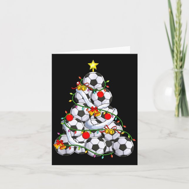 Soccer Christmas Tree Ball Santa Hat Funny Xmas So Kort (Framsida)