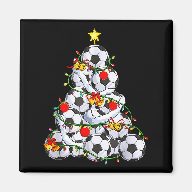 Soccer Christmas Tree Ball Santa Hat Funny Xmas So Magnet (Framsidan)