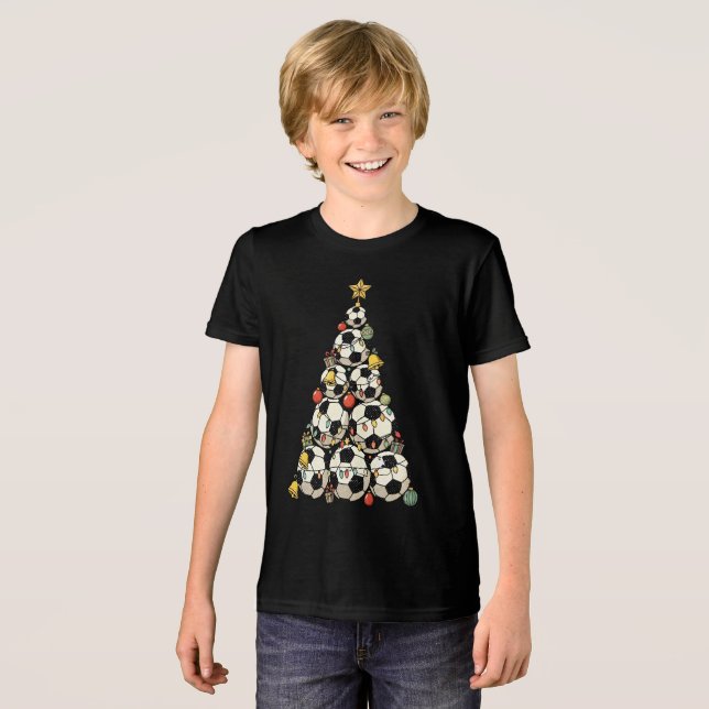 Soccer Christmas Tree T Shirt (Framsida Full)