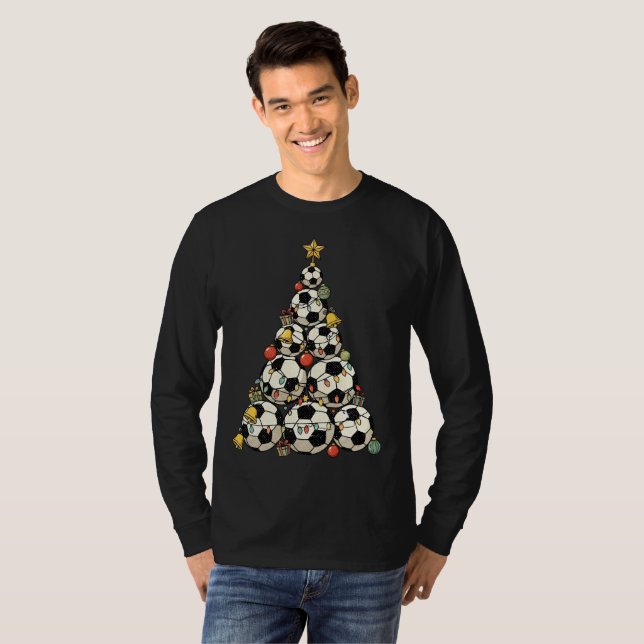 Soccer Christmas Tree T Shirt (Hel framsida)