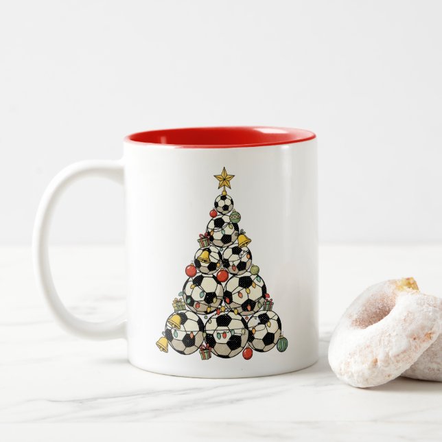Soccer Christmas Tree Två-Tonad Mugg (Med munk)