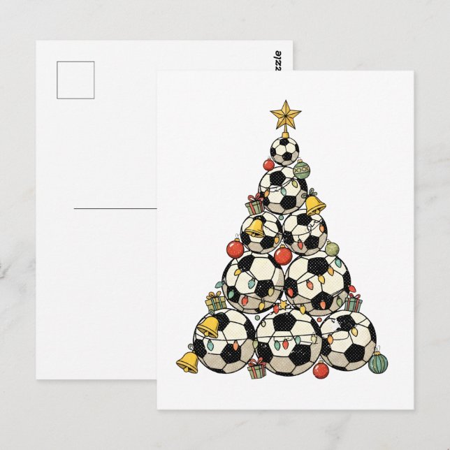 Soccer Christmas Tree Vykort (Fram/baksida)