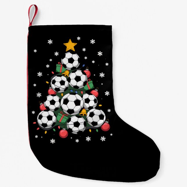 Soccer Christmas Tree Xmas Player Sports Lover Liten Julstrumpa (Framsidan)