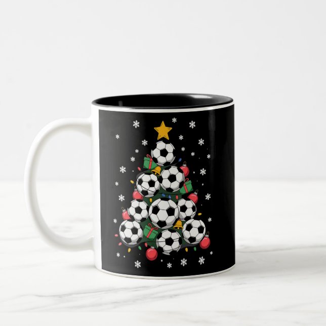 Soccer Christmas Tree Xmas Player Sports Lover Två-Tonad Mugg (Vänster)